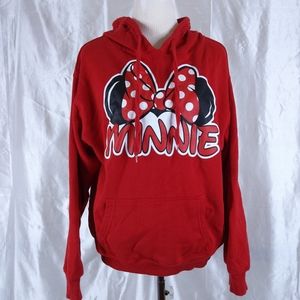 Disney Women's Hooded Sweatshirt Size Medium Minnie Mouse Large Graphic Logo